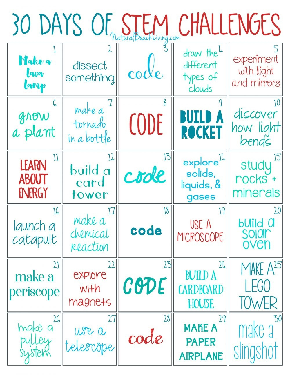 30 Days Of Stem Activities Stem Challenge Natural Beach Living 