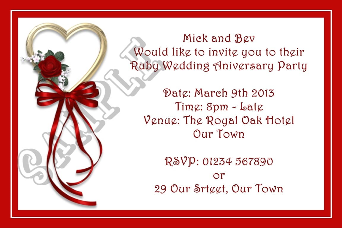 40th Anniversary Invitation Templates