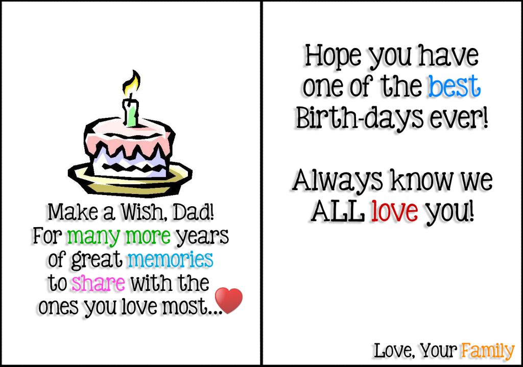 6 Best Images Of Free Printable Birthday Cards Dad Happy Birthday Dad