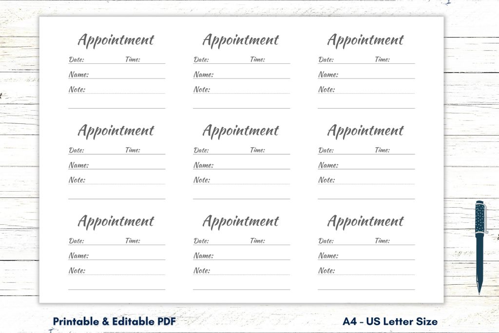 Appointment Card Template Appointment Card Printable Appointment Cards Appointment Reminder