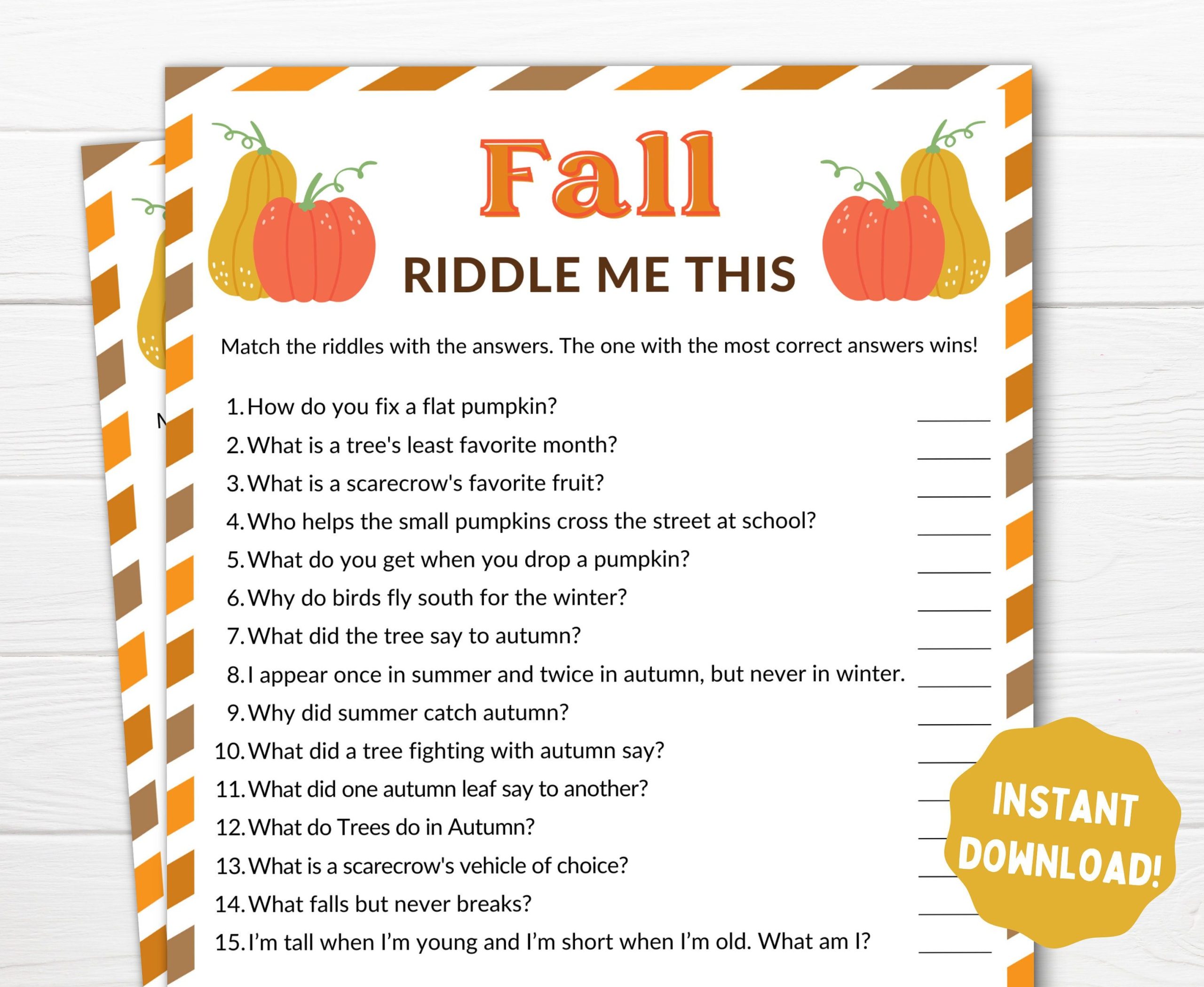 Autumn Riddle Me This Printable Game Family Fall Game Printable 