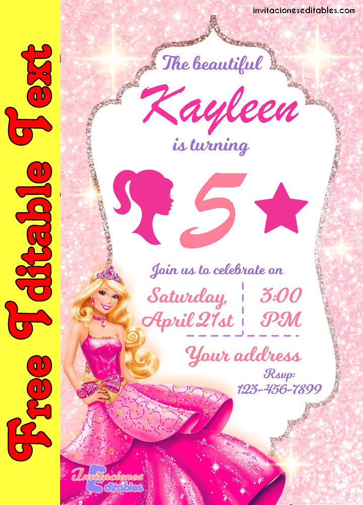 Barbie Invitation Template PosterMyWall 44 OFF