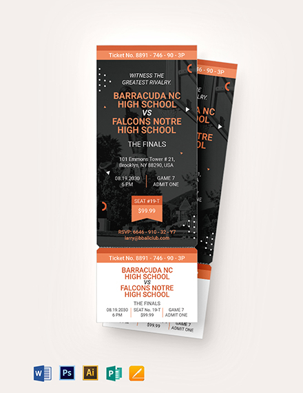 Basketball Ticket Template Download In Word Illustrator PSD Apple 