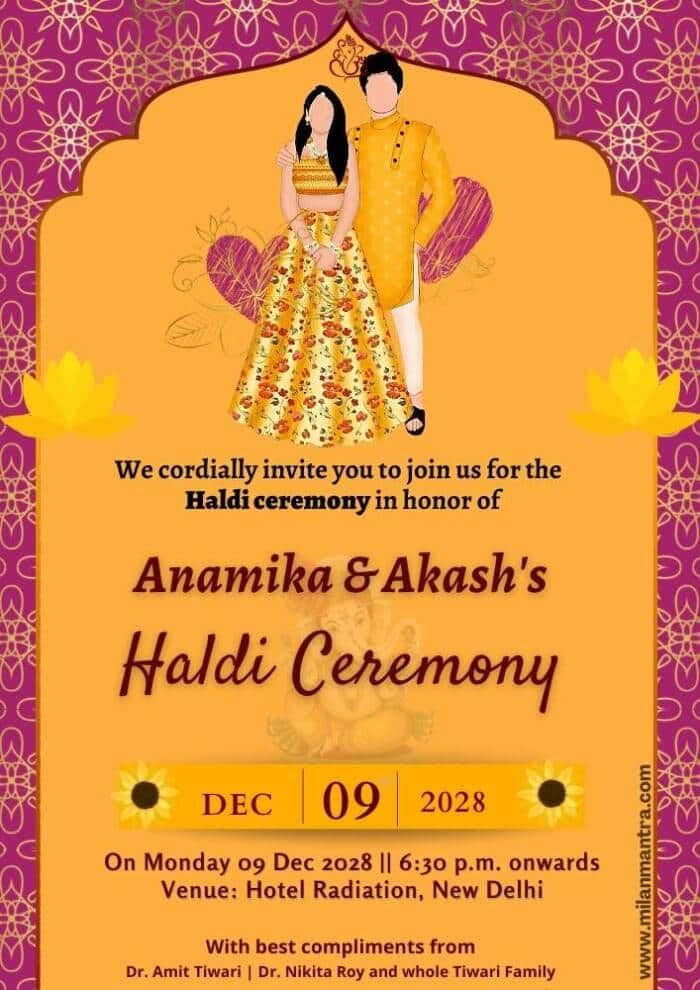Beautiful Haldi Kumkum Invitation Template For Download