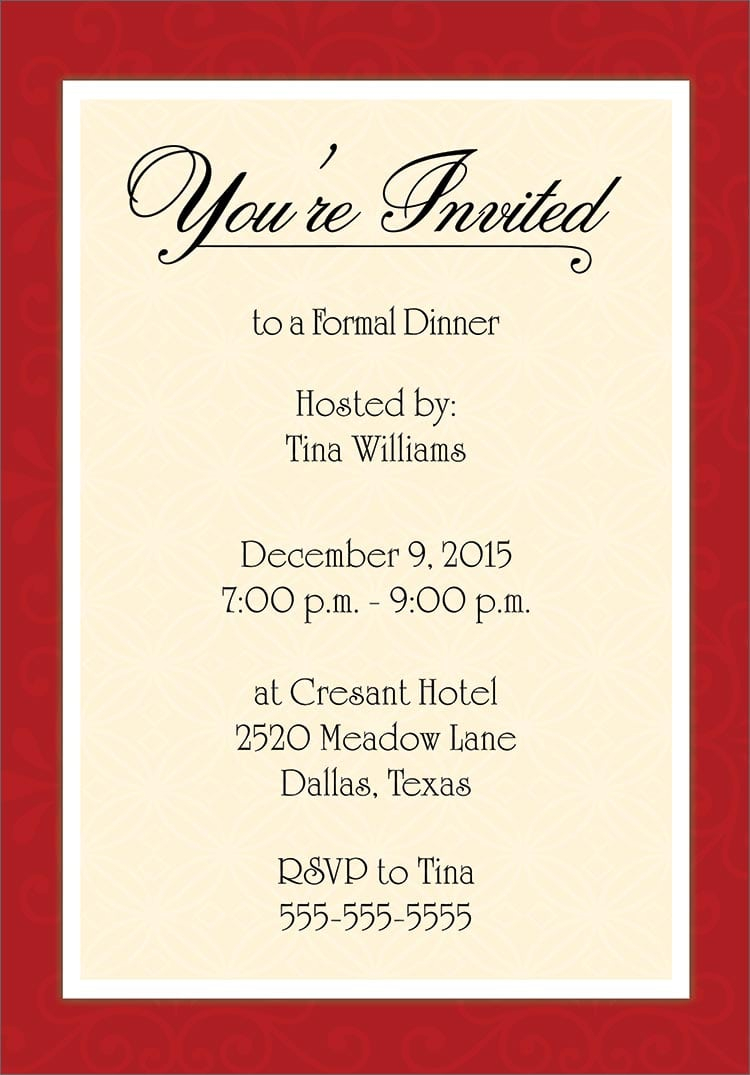Dinner Party Invitations Templates