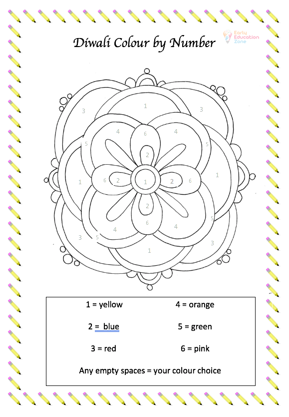 Diwali Colour By Number Free Printable Early Education Zone