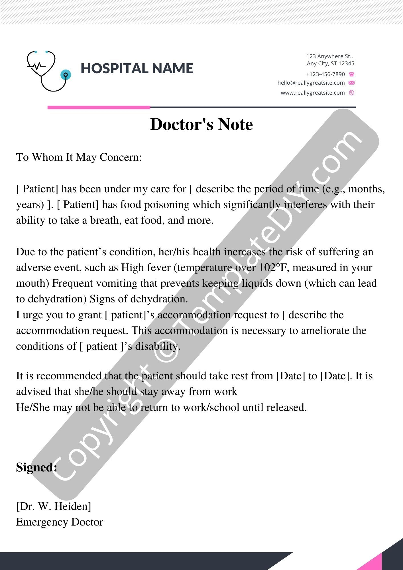 Doctors Note For Food Poisoning Template Printable In PDF Word 