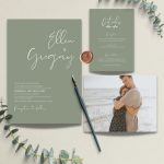Eden Sage Green Minimalist Wedding Invitation Template Set Etsy