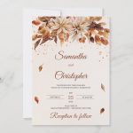 Fall And Autumn Flowers And Leaves Wedding Invitation Zazzle
