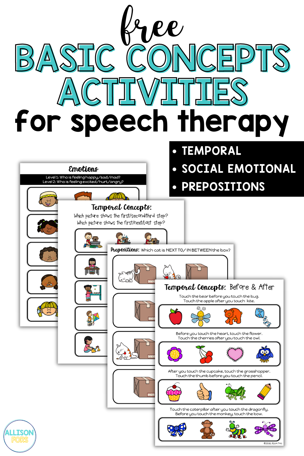 Free Basic Concepts Sampler Speech Therapy Worksheets Therapy 
