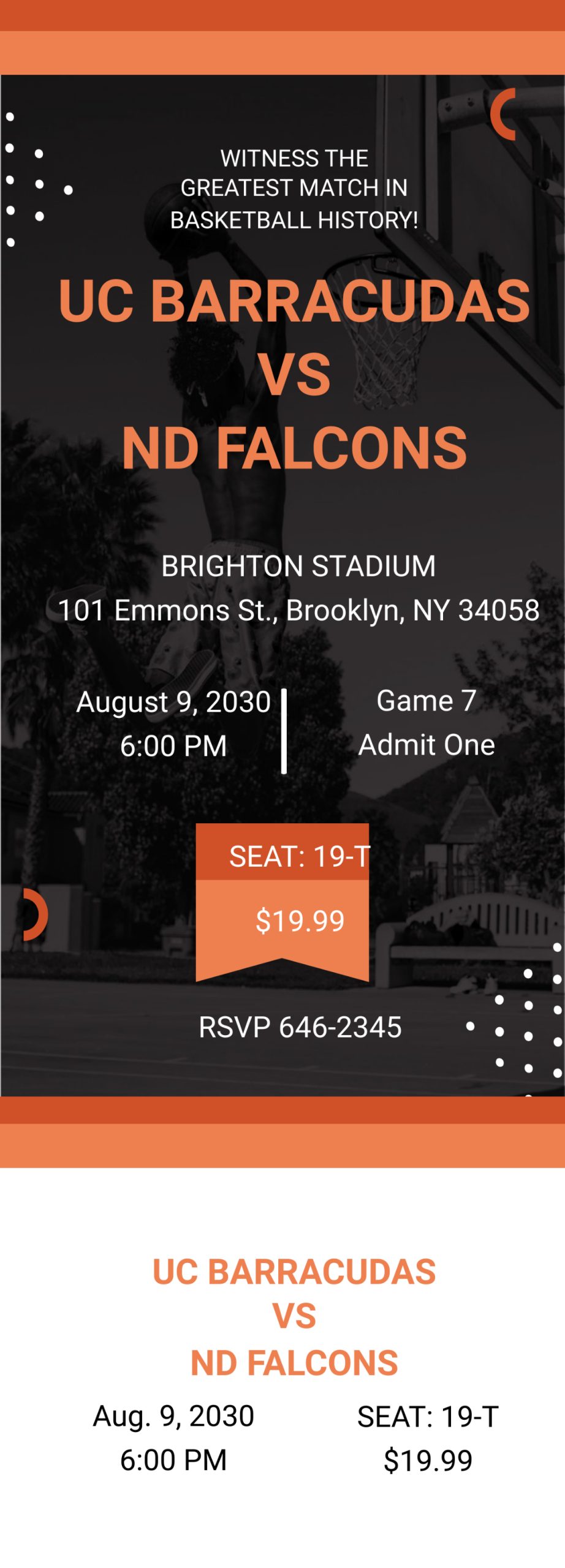 Free Basketball Ticket Invitation Template Edit Online Download 