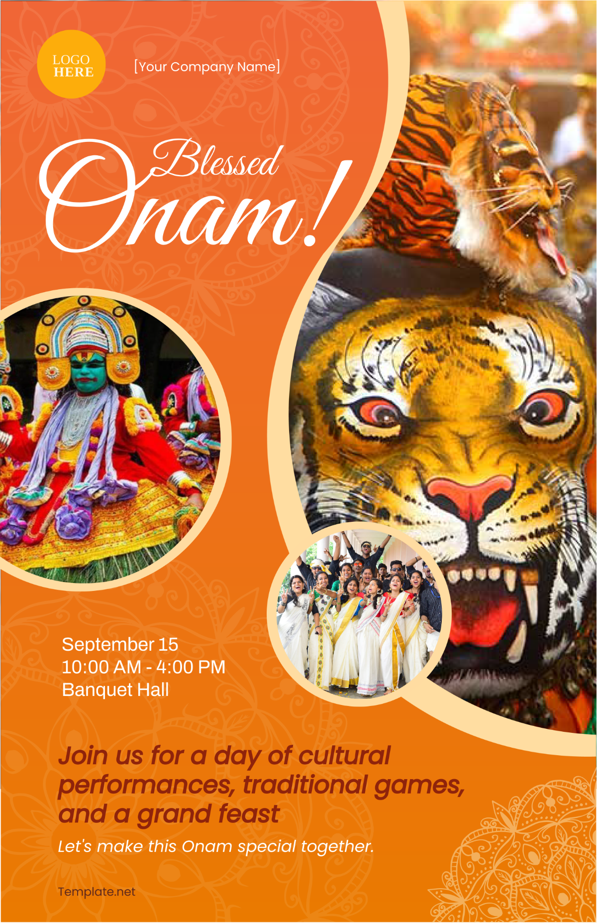 Free Onam Invitation Poster Template To Edit Online