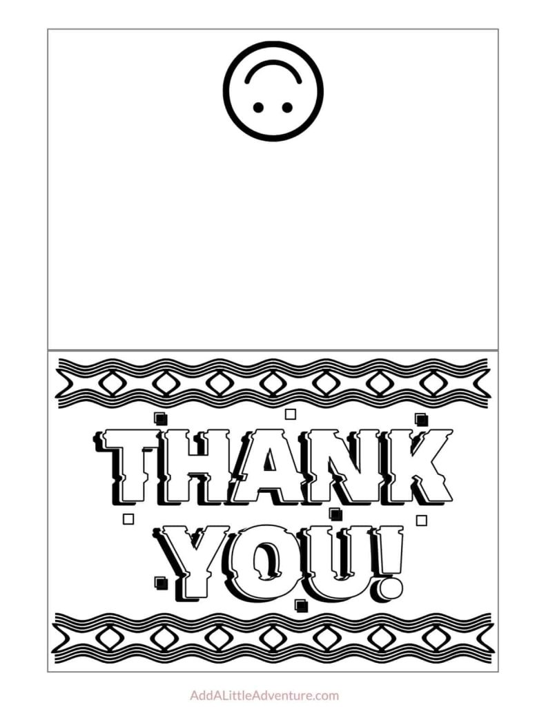 Free Printable Thank You Cards To Color Add A Little Adventure