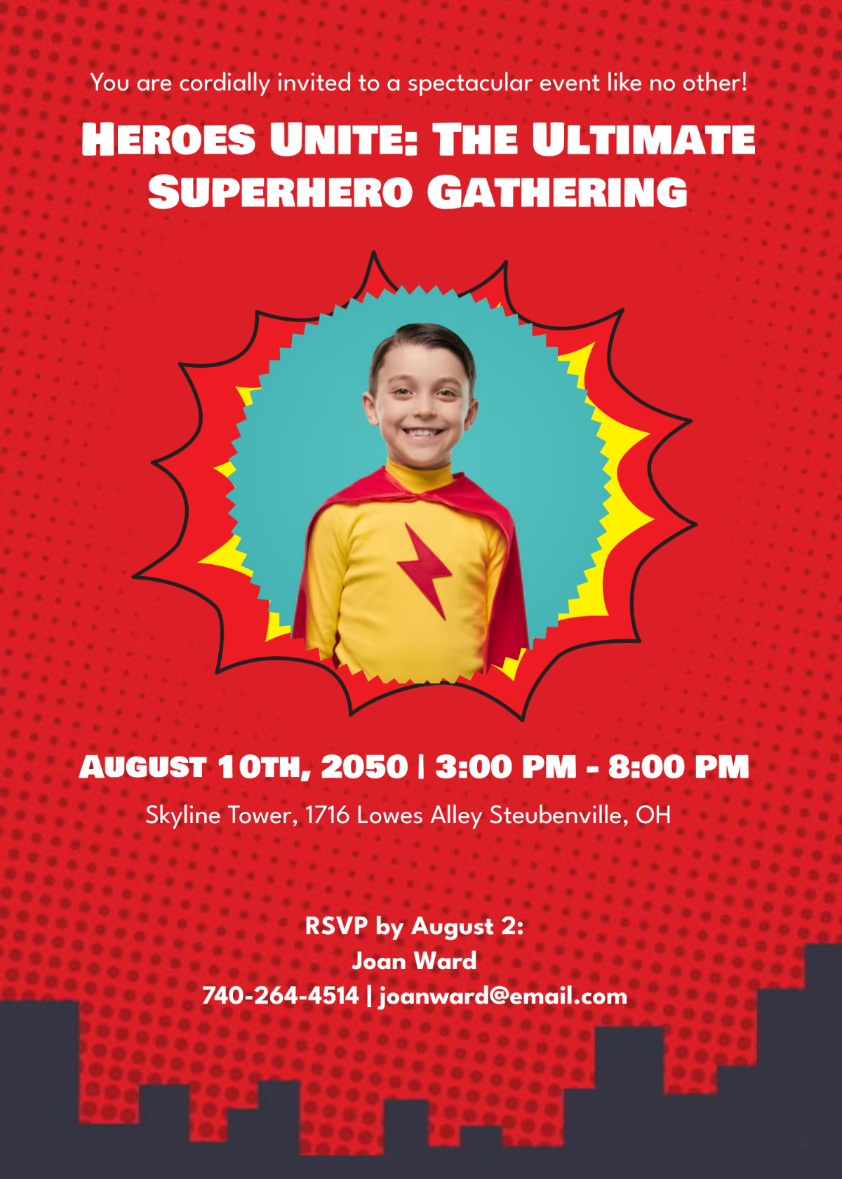 Free Superhero Invitation With Photo Template To Edit Online
