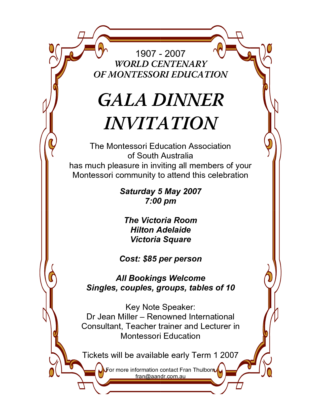 Gala Dinner Invitation Samples