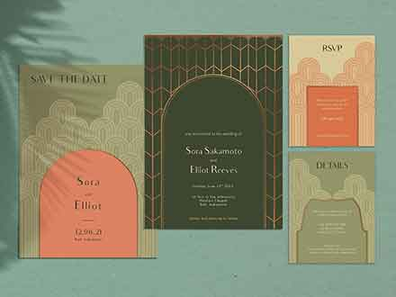 Geometric Wedding Invitation Template AI
