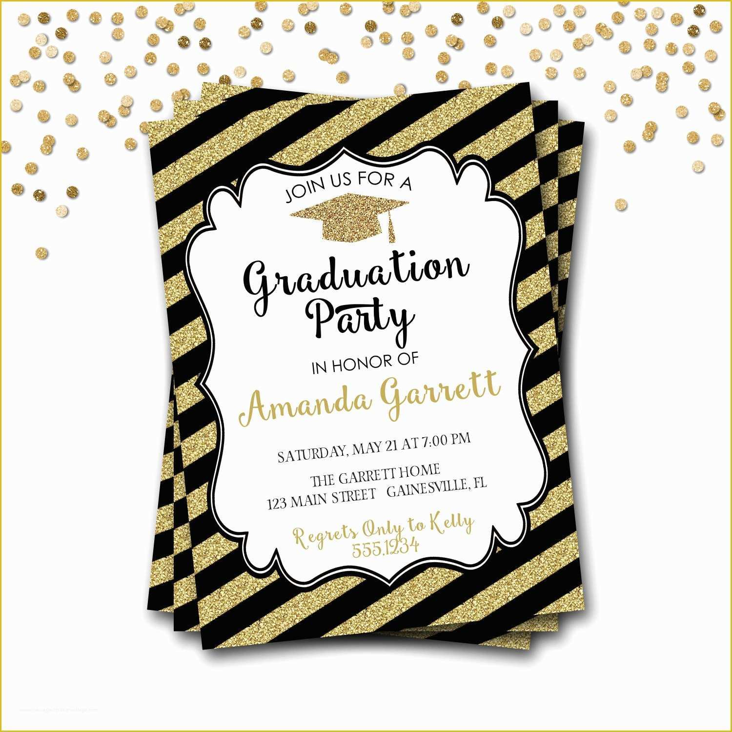 Graduation Invitation Templates Free Download Of Black And Gold 