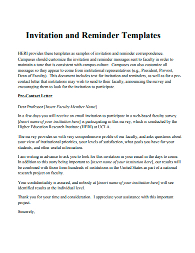 Invitation Reminder Template
