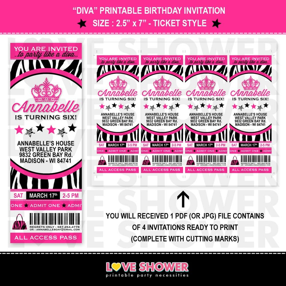 Invitation Ticket Template Printable
