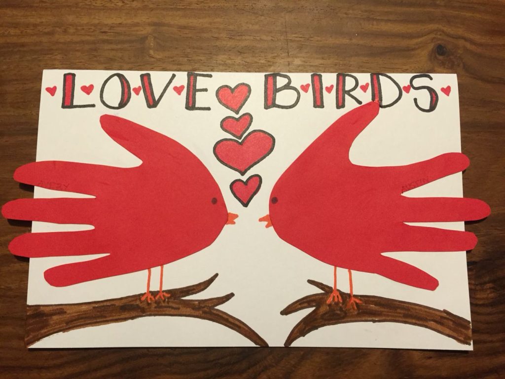 Lovebirds Handprint Birds Valentine 39 s Day Or Anniversary Card For