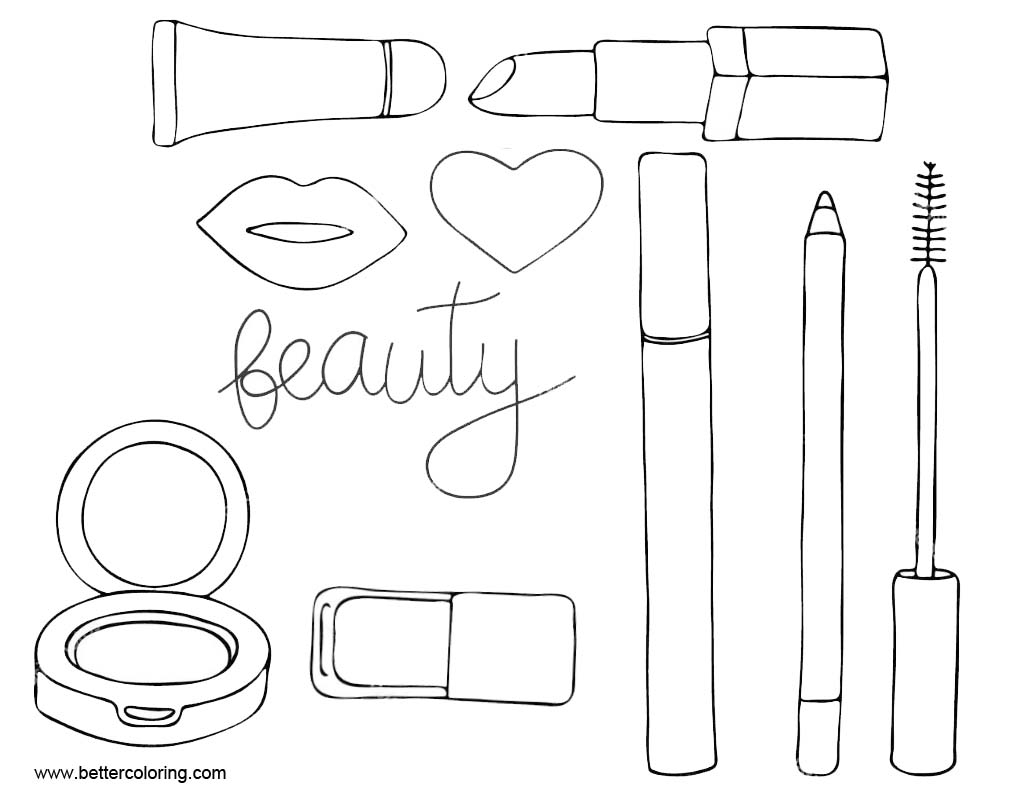 Makeup Coloring Pages Tools Free Printable Coloring Pages
