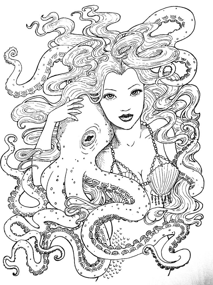 Mermaid Coloring Pages For Adults Mermaid Coloring Pages Printable 