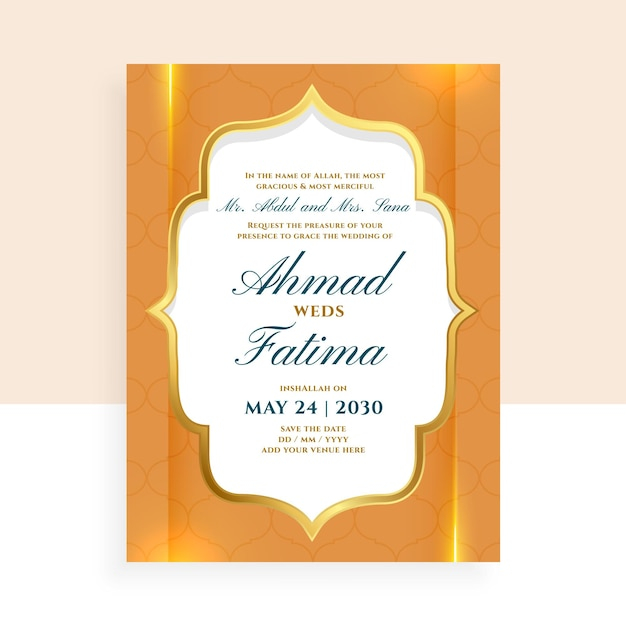 Muslim Wedding Invitation Card Template Free Infoupdate