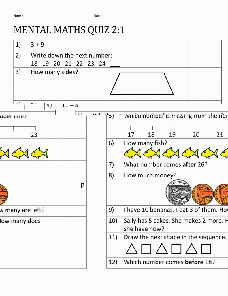 Numeracy Worksheets Learning Printable