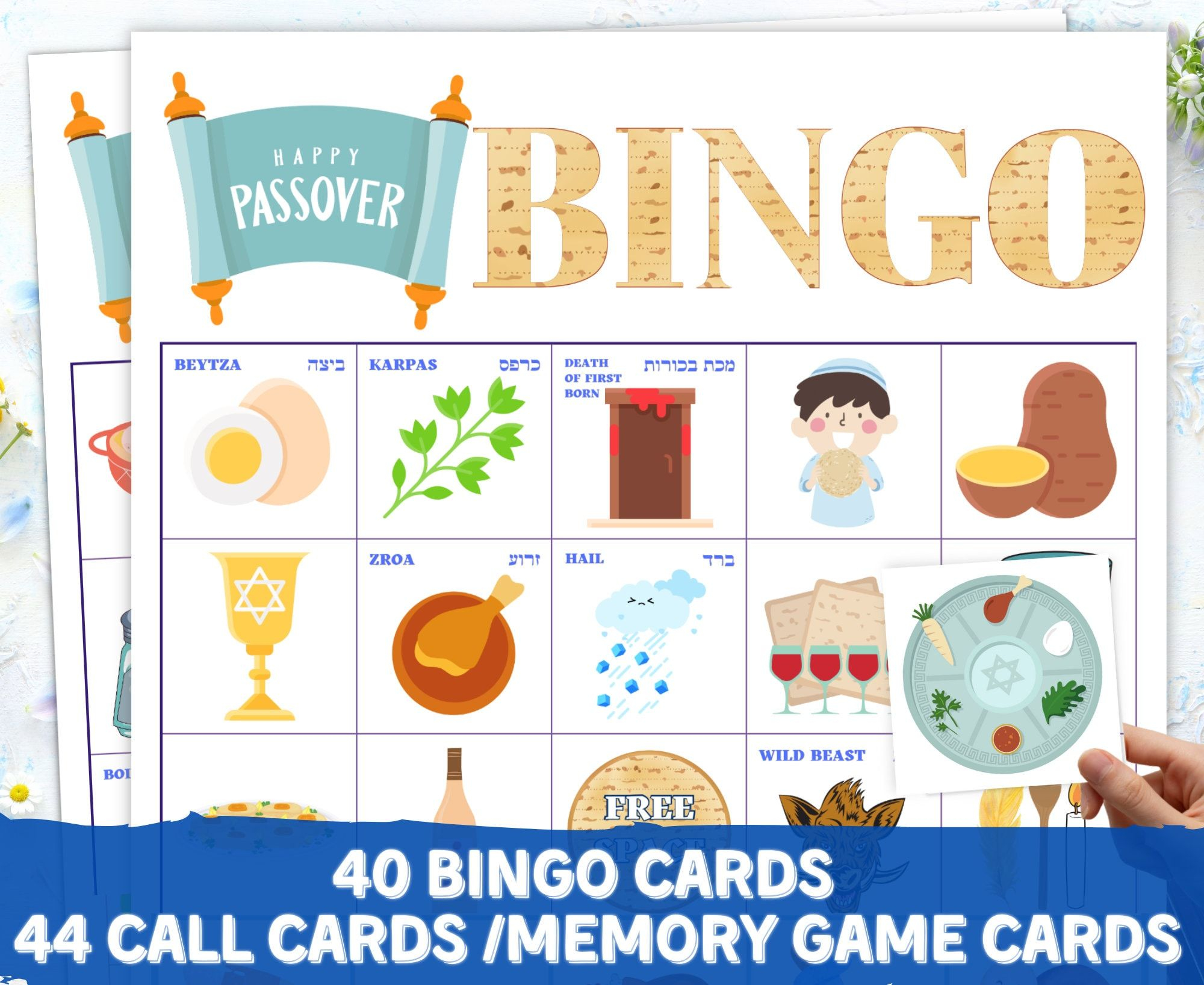 Passover Bingo Pesach Game Fun Passover Activities Kids Passover 