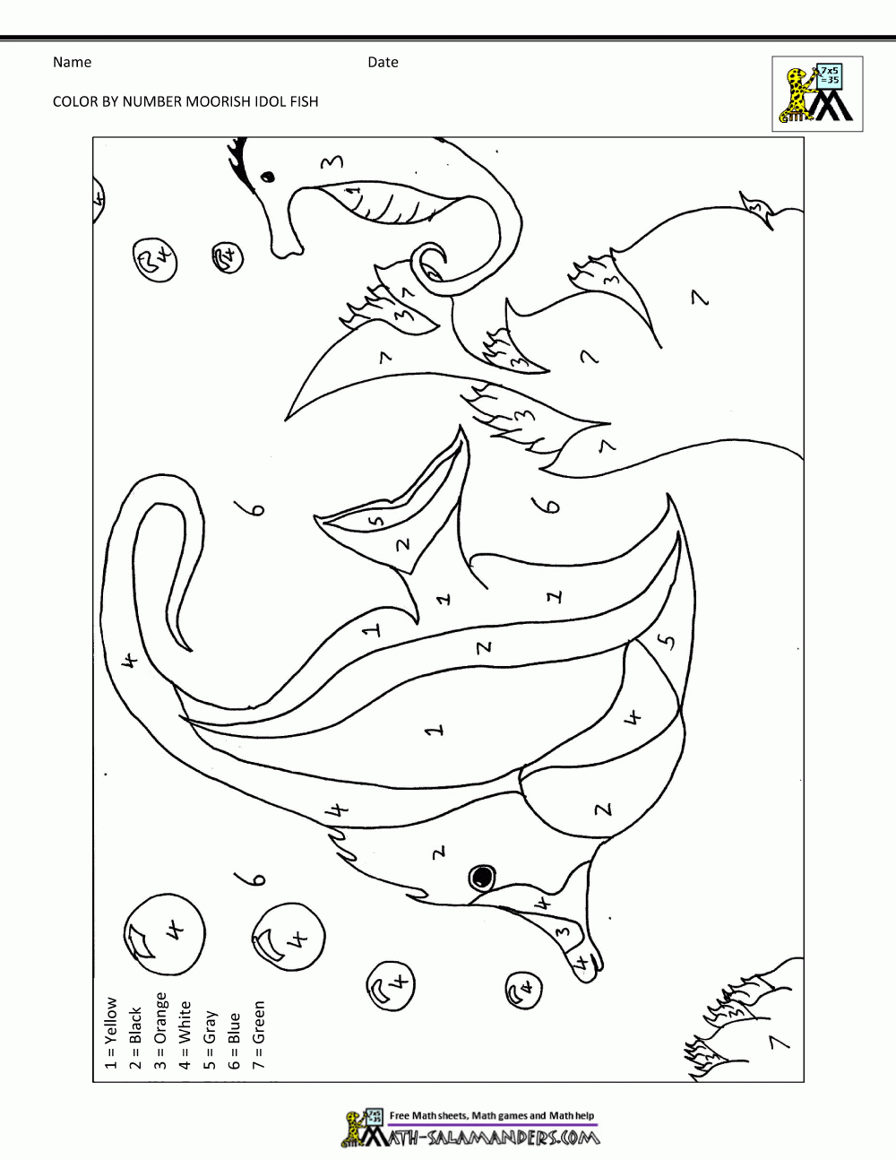 Printable Color By Numbers Worksheets