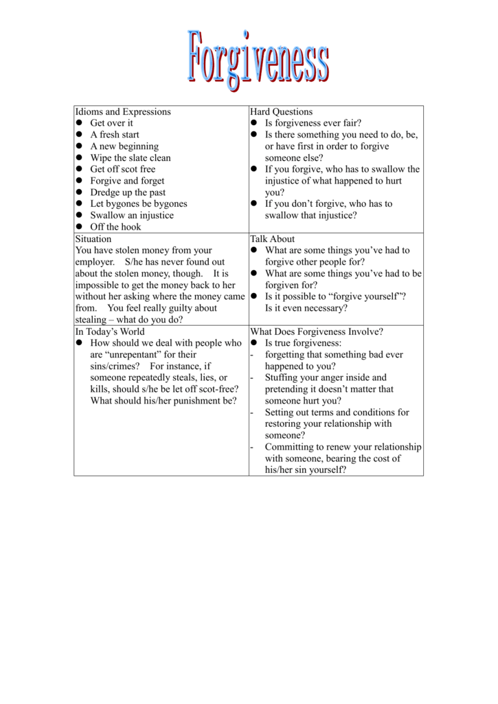 Printable Forgiveness Activities Printable Word Searches