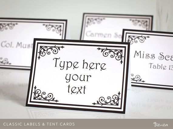 Printable Labels And Place Cards Classic Custom Colors By Bizuza 6 50