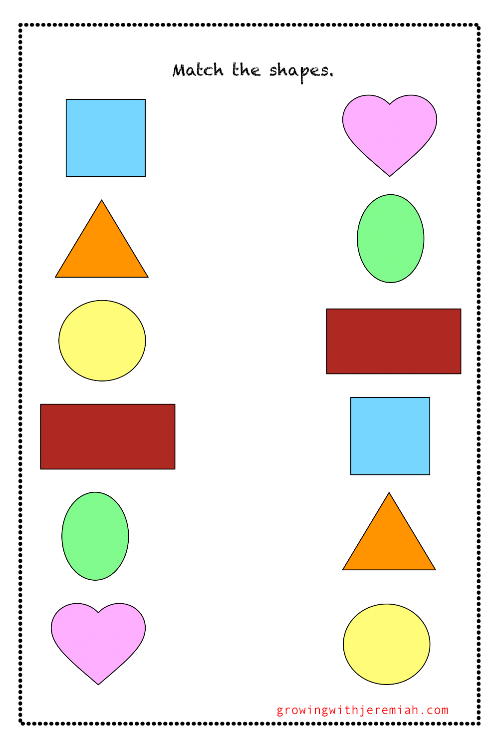 Printable Shape Matching ShapesWorksheets