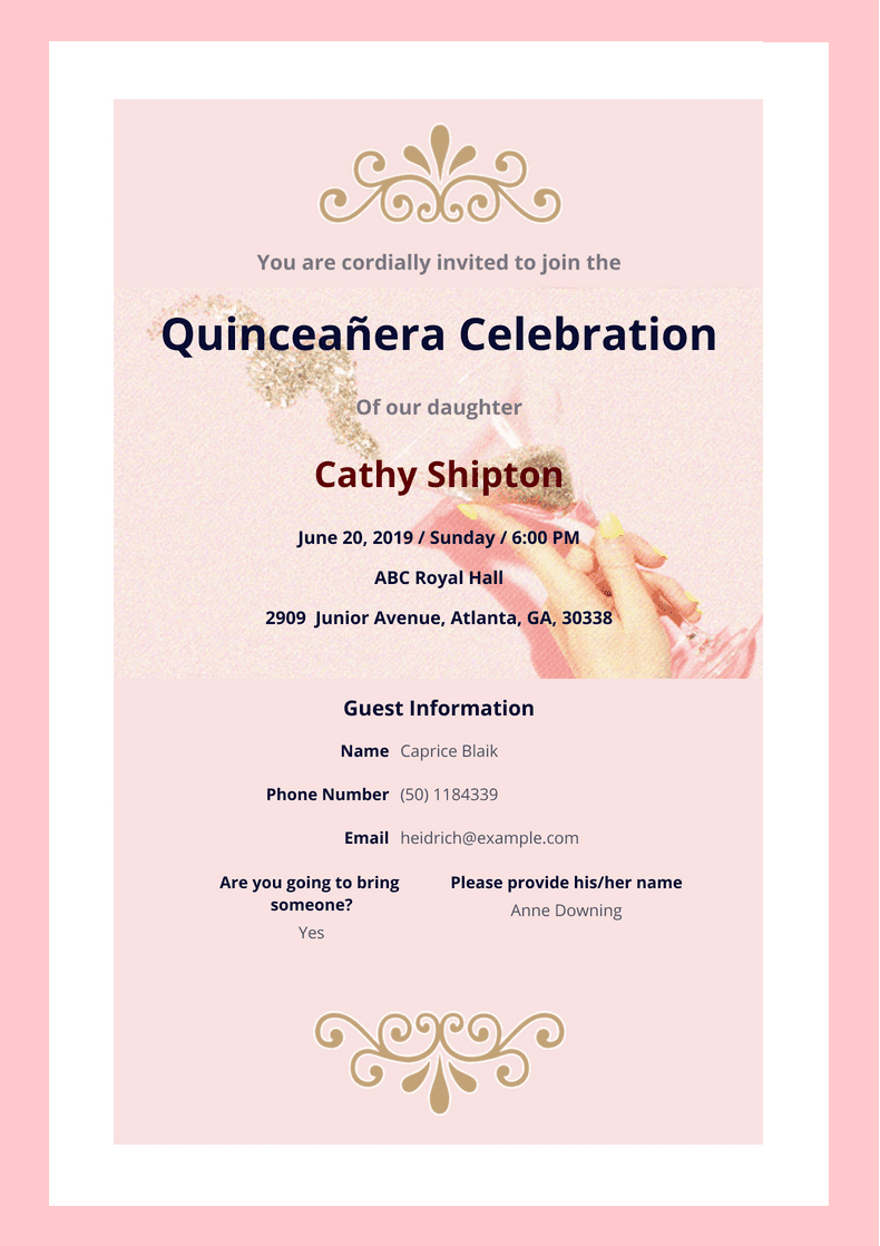 Quincea era Invitation Template PDF Templates Jotform