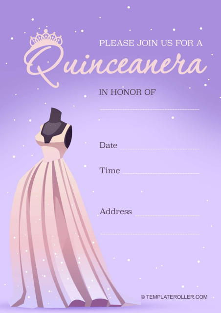 Quinceanera Invitation Template Violet Download Printable PDF 
