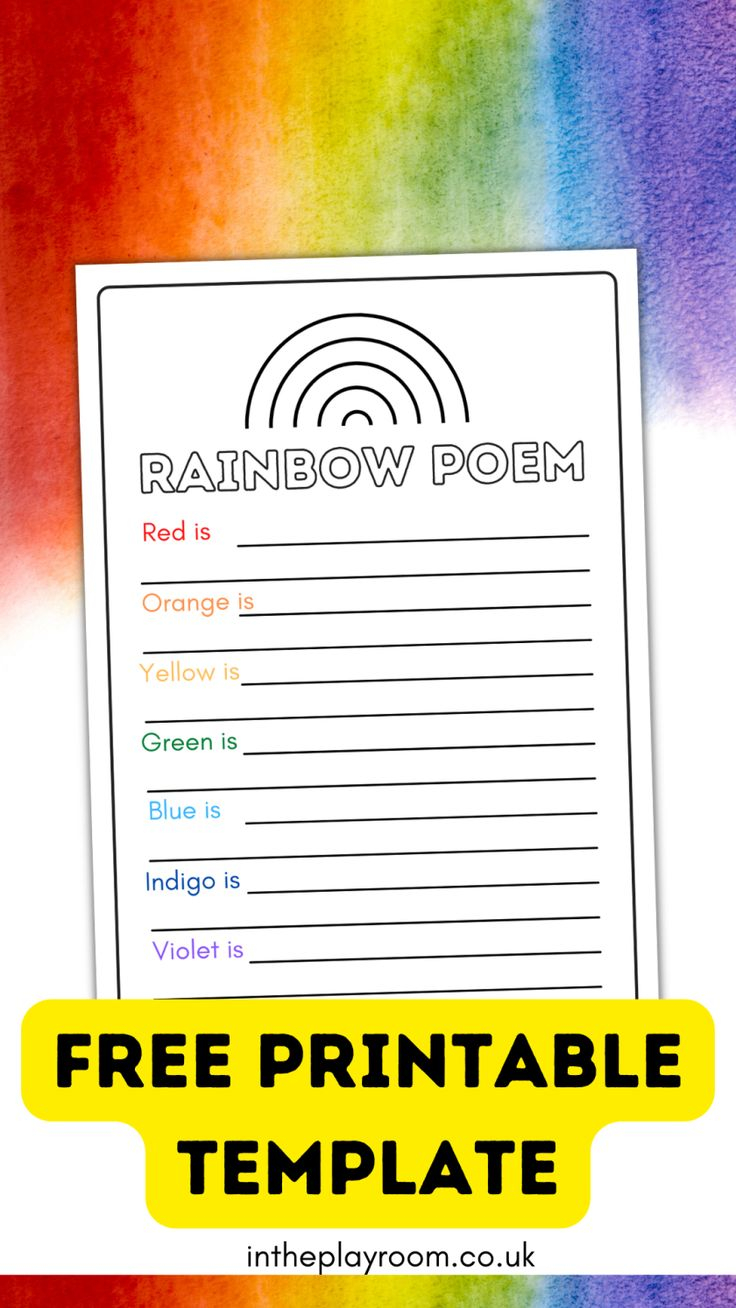 Rainbow Poem For Kids Free Printable Worksheet In 2022 Rainbow Poem 