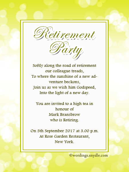 invitation wording retirement party