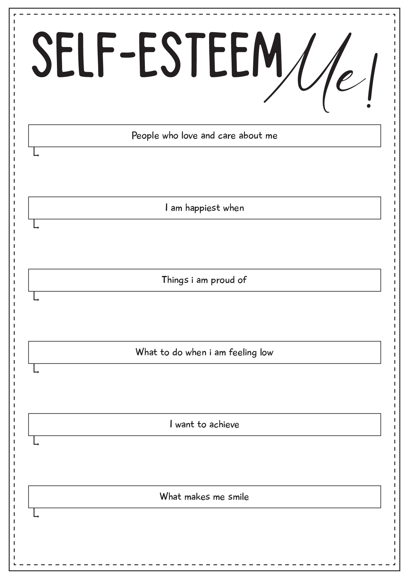 Self Esteem Worksheets For Kids Confopay