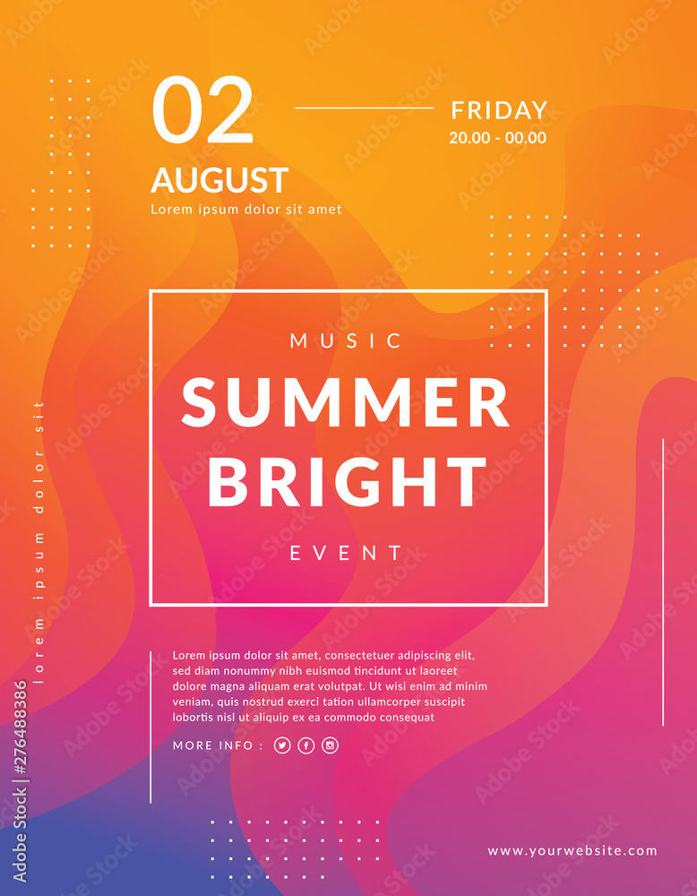 Summer Poster Event Template Colorful Geometric Background Fluid 