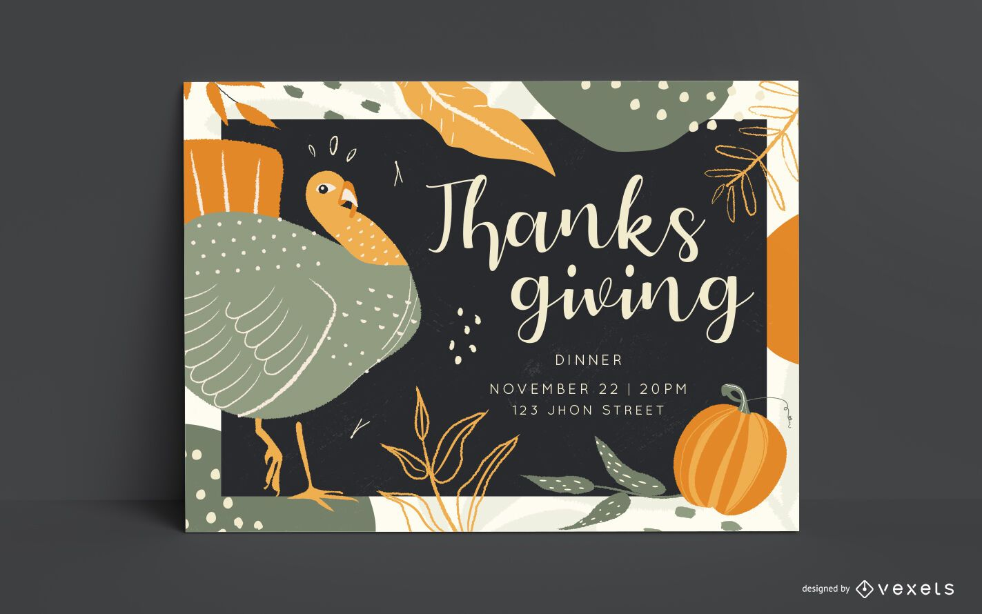 Thanksgiving Dinner Invitation Template Vector Download