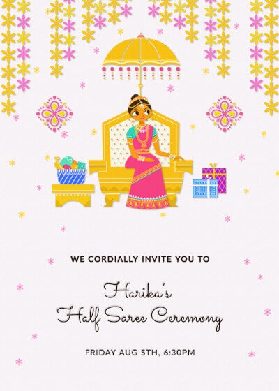 Traditional Halfsaree Invitation Invites