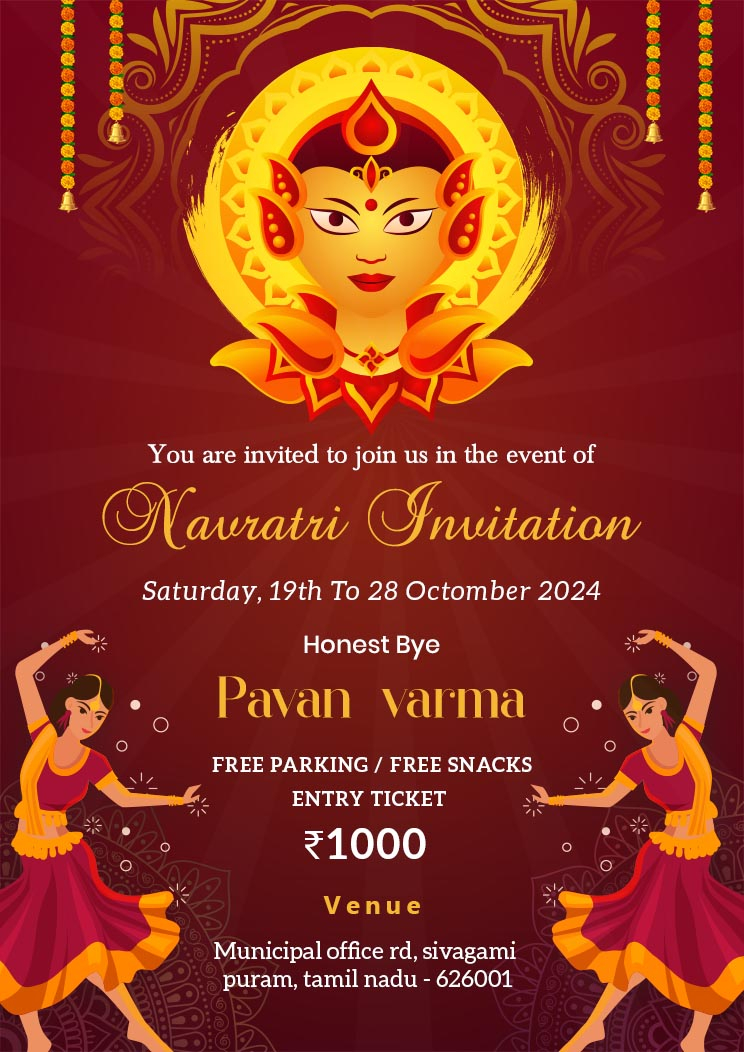 1 2K Free Navratri Invitation Templates