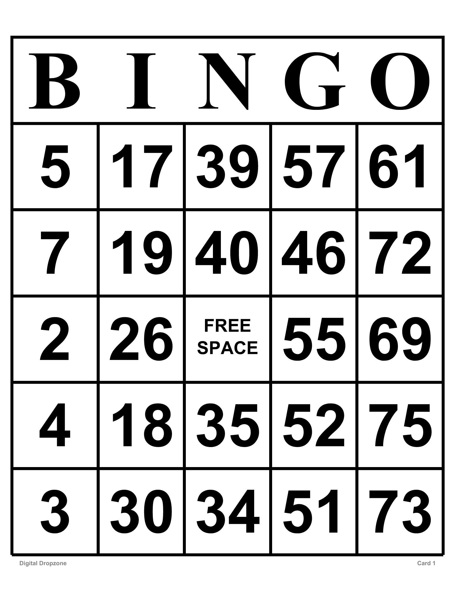 printable bingo cards