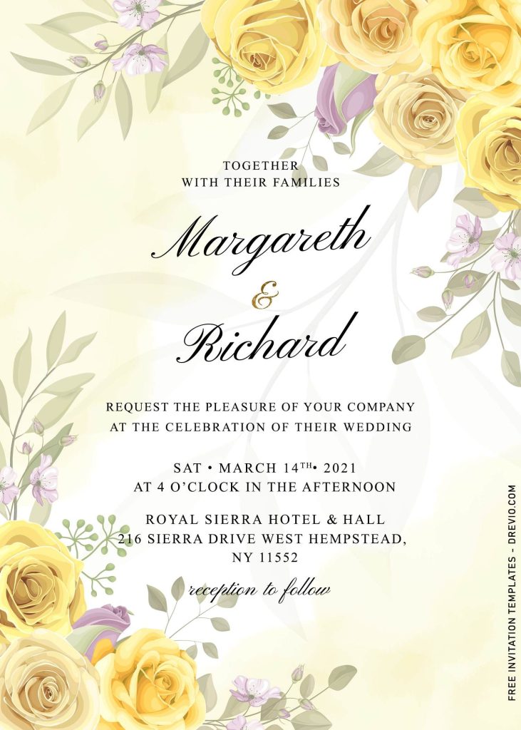 11 Beautiful Yellow Roses Wedding Invitation Templates In 2022