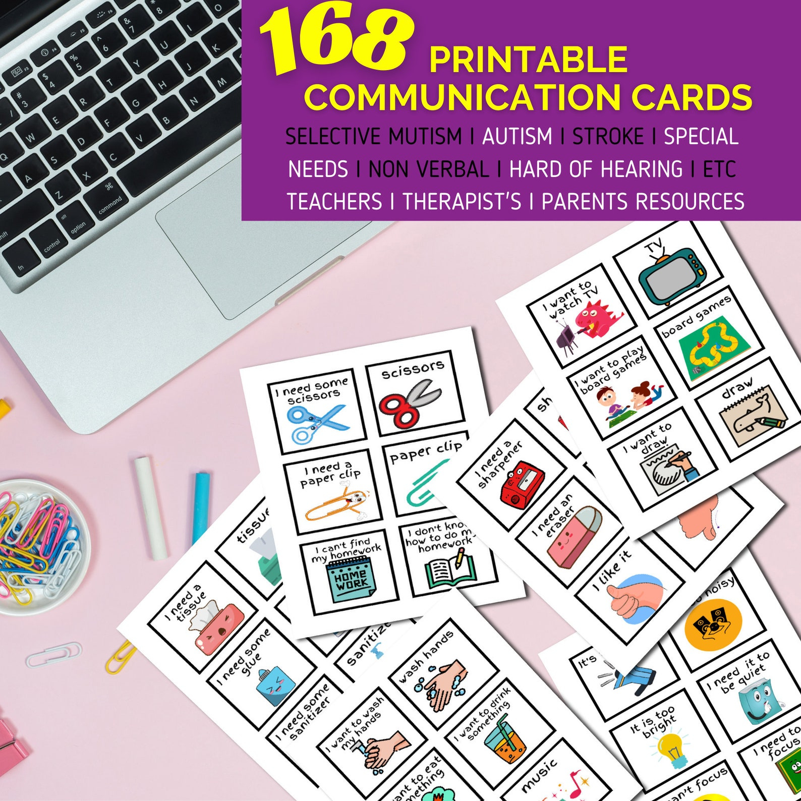 168 Printable Communication Cards For Non verbal Autism Selective 