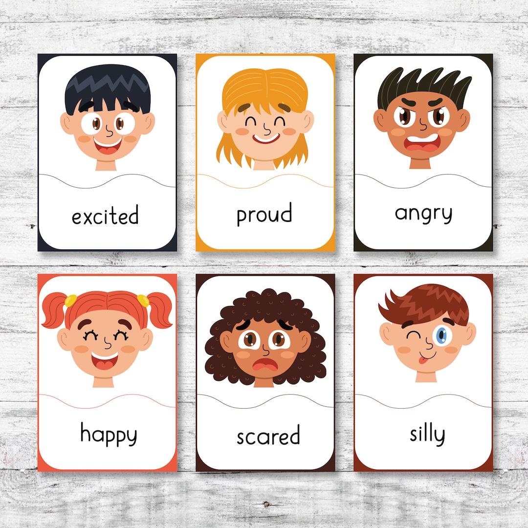 18 PDF Digital Printable Emotion Cards Feelings Emotion Cards 