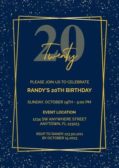 20th Birthday Invitation Templates