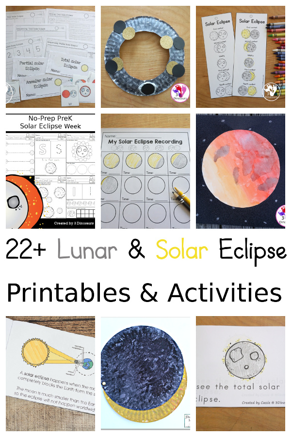 22 Solar Eclipse And Lunar Eclipses Printables Crafts 3 Dinosaurs