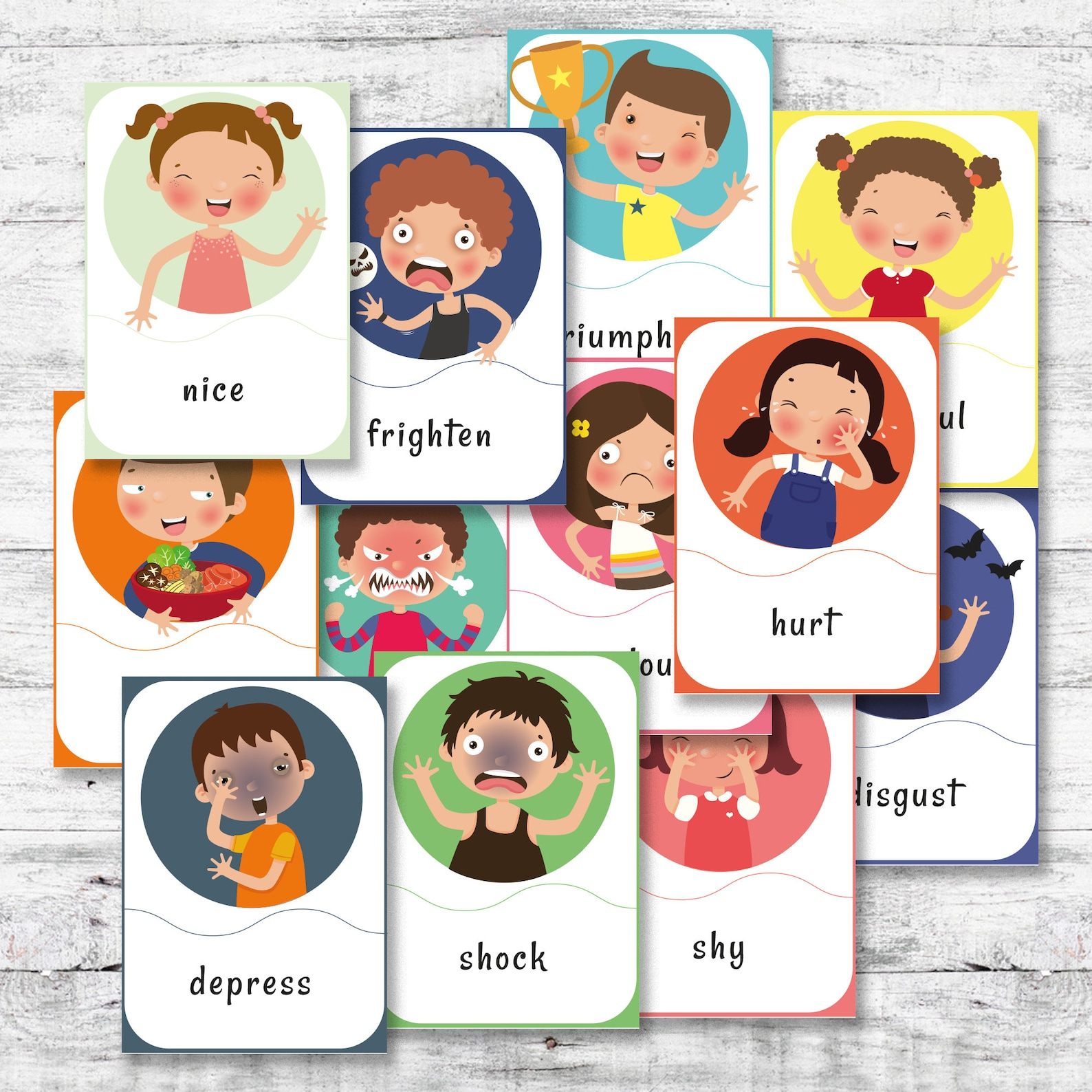 24 PDF Digital Printable Emotion Cards Feelings Emotion Cards 