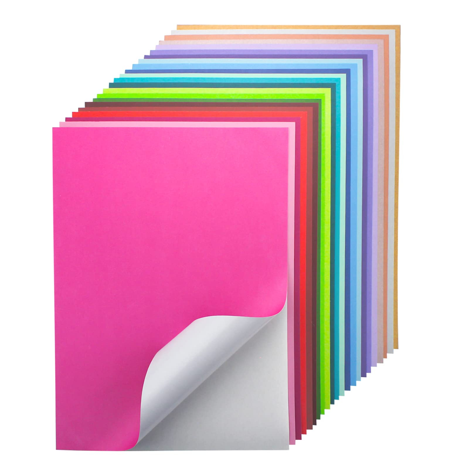 24 Sheets A4 Self Adhesive Cardstock Paper 22 Colored Printable 
